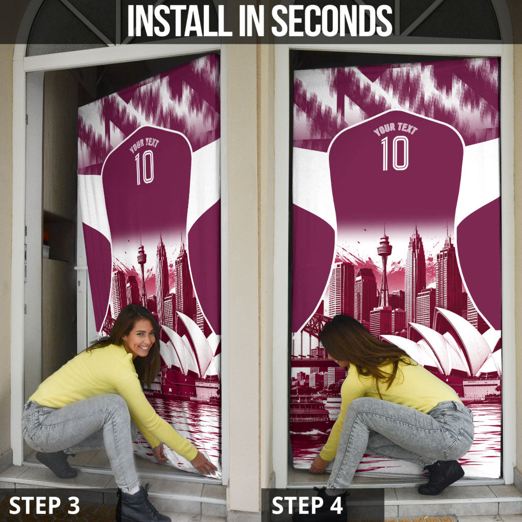 Personalised Sea Eagles Rugby Door Cover Eagle Mascot Sydney Skyline 3D Graphic