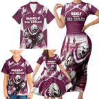 Personalised Sea Eagles Rugby Family Matching Short Sleeve Bodycon Dress and Hawaiian Shirt Eagle Mascot Sydney Skyline 3D Graphic