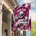 Personalised Sea Eagles Rugby Garden Flag Eagle Mascot Sydney Skyline 3D Graphic