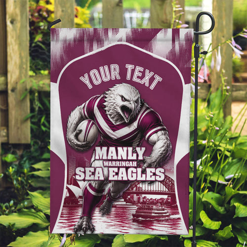 Personalised Sea Eagles Rugby Garden Flag Eagle Mascot Sydney Skyline 3D Graphic