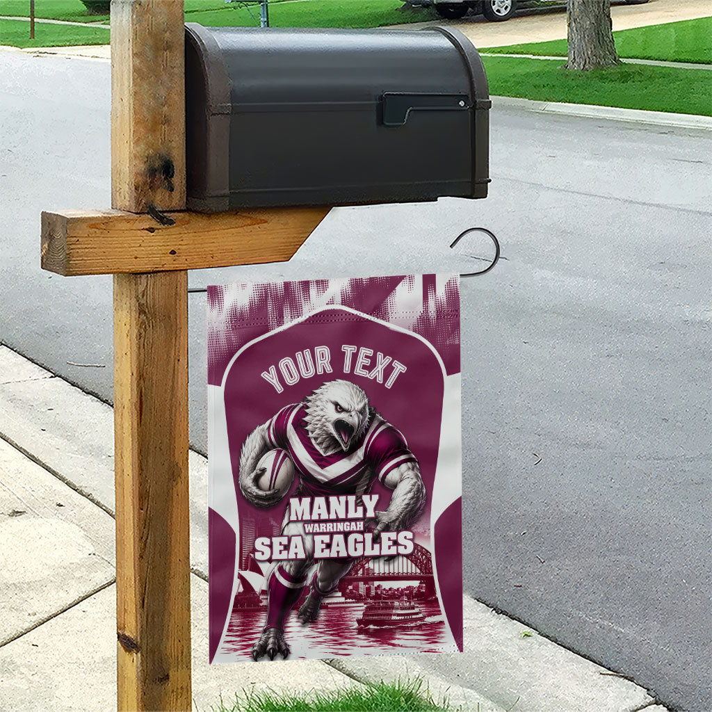 Personalised Sea Eagles Rugby Garden Flag Eagle Mascot Sydney Skyline 3D Graphic