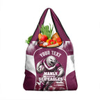 Personalised Sea Eagles Rugby Grocery Bag Eagle Mascot Sydney Skyline 3D Graphic