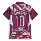 Personalised Sea Eagles Rugby Hawaiian Shirt Eagle Mascot Sydney Skyline 3D Graphic