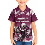 Personalised Sea Eagles Rugby Hawaiian Shirt Eagle Mascot Sydney Skyline 3D Graphic