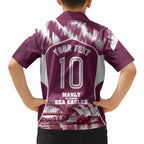 Personalised Sea Eagles Rugby Hawaiian Shirt Eagle Mascot Sydney Skyline 3D Graphic