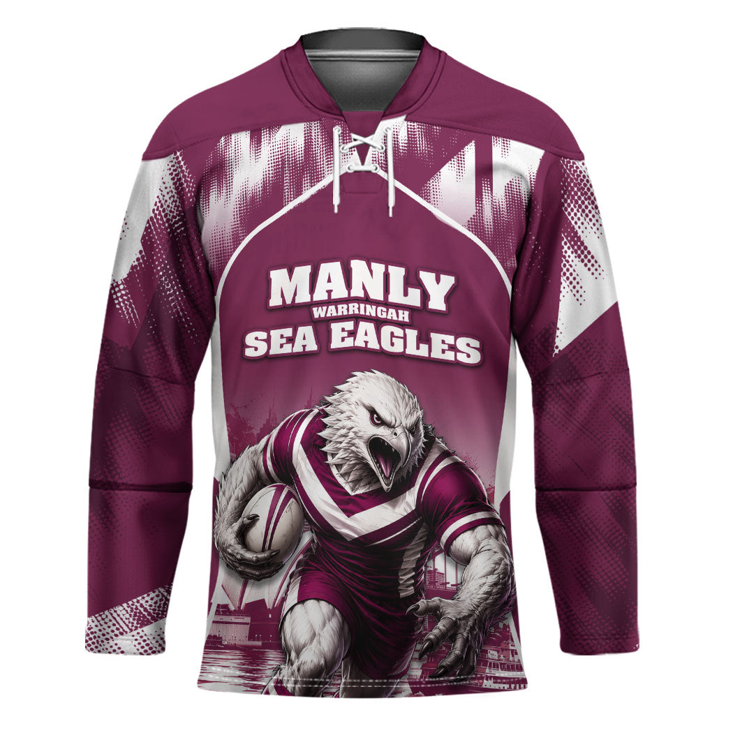 Personalised Sea Eagles Rugby Hockey Jersey Eagle Mascot Sydney Skyline 3D Graphic