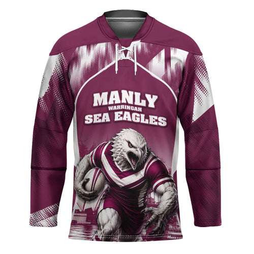 Personalised Sea Eagles Rugby Hockey Jersey Eagle Mascot Sydney Skyline 3D Graphic