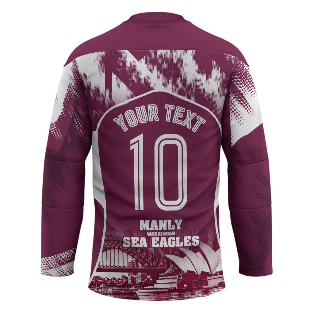 Personalised Sea Eagles Rugby Hockey Jersey Eagle Mascot Sydney Skyline 3D Graphic
