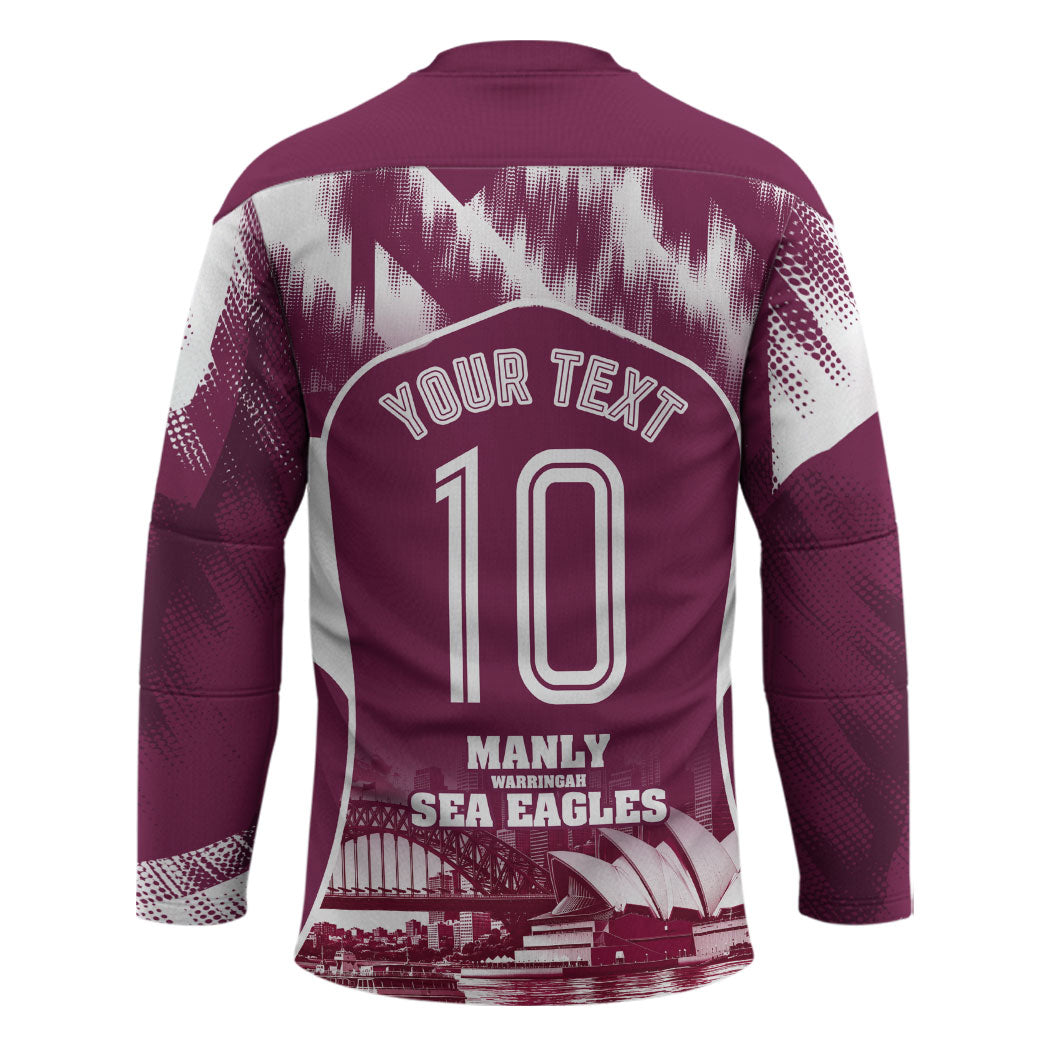 Personalised Sea Eagles Rugby Hockey Jersey Eagle Mascot Sydney Skyline 3D Graphic