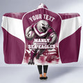Personalised Sea Eagles Rugby Hooded Blanket Eagle Mascot Sydney Skyline 3D Graphic