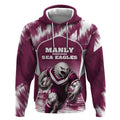 Personalised Sea Eagles Rugby Hoodie Eagle Mascot Sydney Skyline 3D Graphic