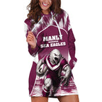Personalised Sea Eagles Rugby Hoodie Dress Eagle Mascot Sydney Skyline 3D Graphic