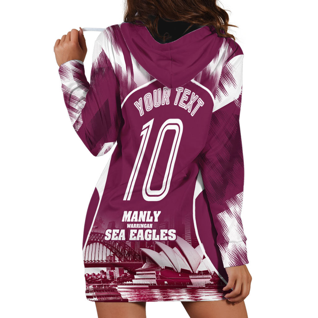 Personalised Sea Eagles Rugby Hoodie Dress Eagle Mascot Sydney Skyline 3D Graphic