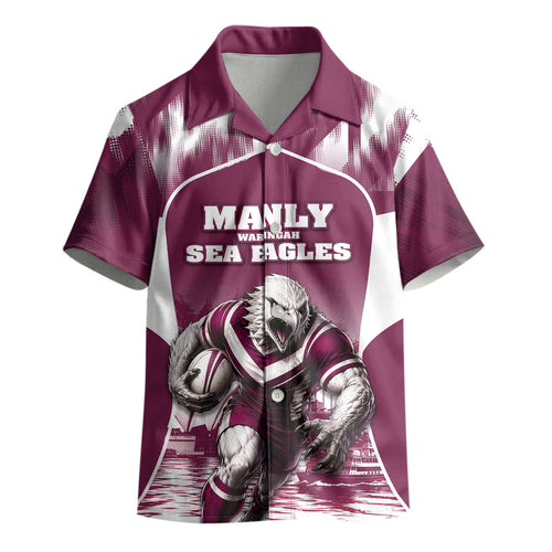 Personalised Sea Eagles Rugby Kid Hawaiian Shirt Eagle Mascot Sydney Skyline 3D Graphic