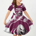 Personalised Sea Eagles Rugby Kid Short Sleeve Dress Eagle Mascot Sydney Skyline 3D Graphic