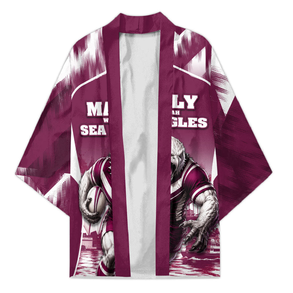 Personalised Sea Eagles Rugby Kimono Eagle Mascot Sydney Skyline 3D Graphic