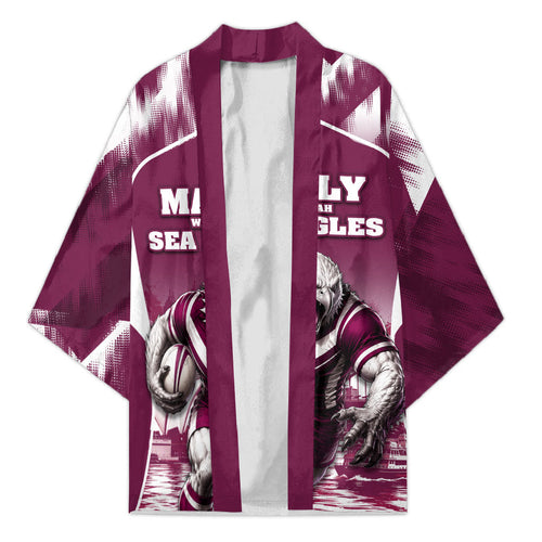 Personalised Sea Eagles Rugby Kimono Eagle Mascot Sydney Skyline 3D Graphic