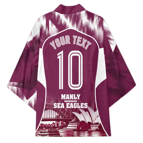 Personalised Sea Eagles Rugby Kimono Eagle Mascot Sydney Skyline 3D Graphic
