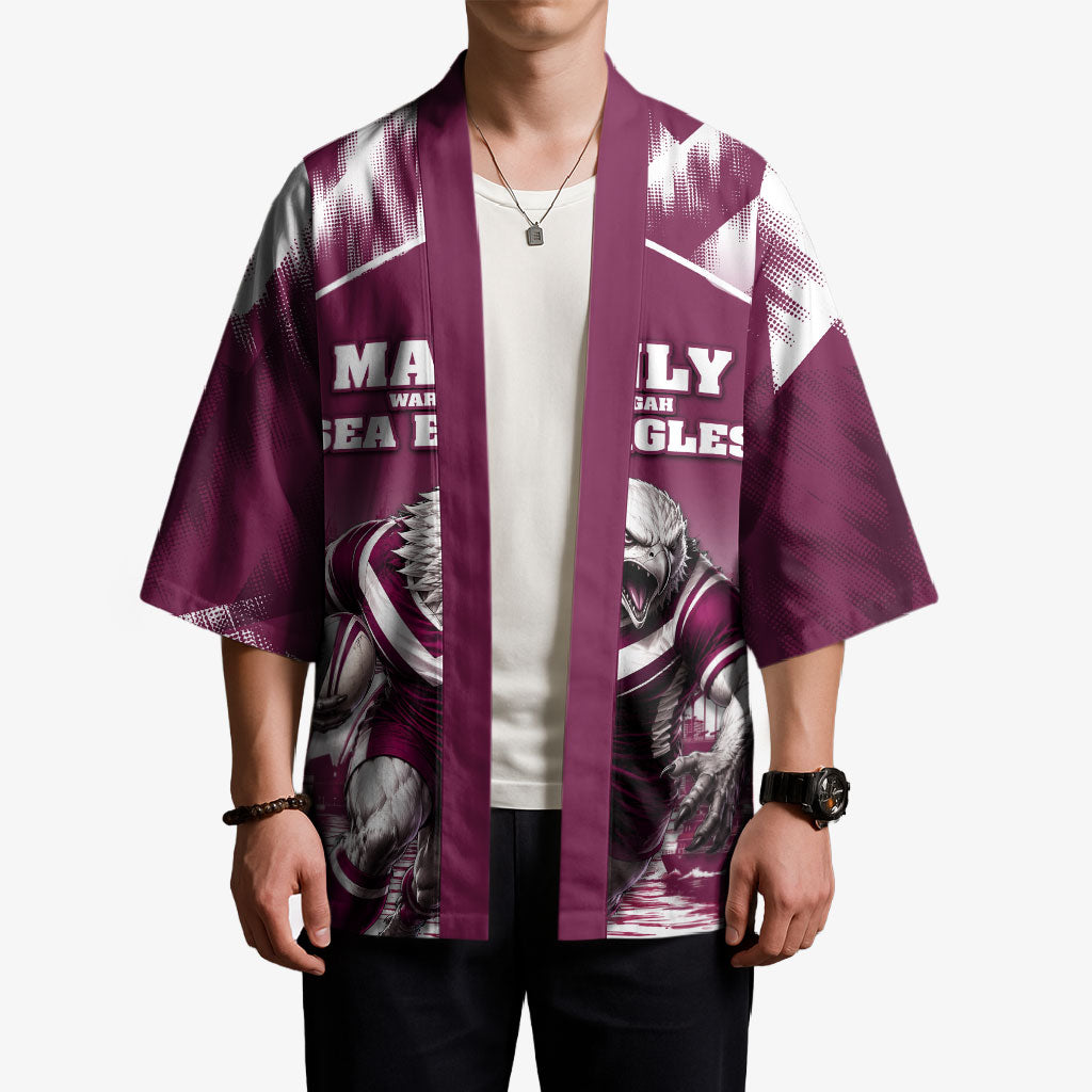 Personalised Sea Eagles Rugby Kimono Eagle Mascot Sydney Skyline 3D Graphic