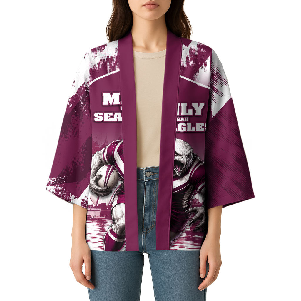 Personalised Sea Eagles Rugby Kimono Eagle Mascot Sydney Skyline 3D Graphic