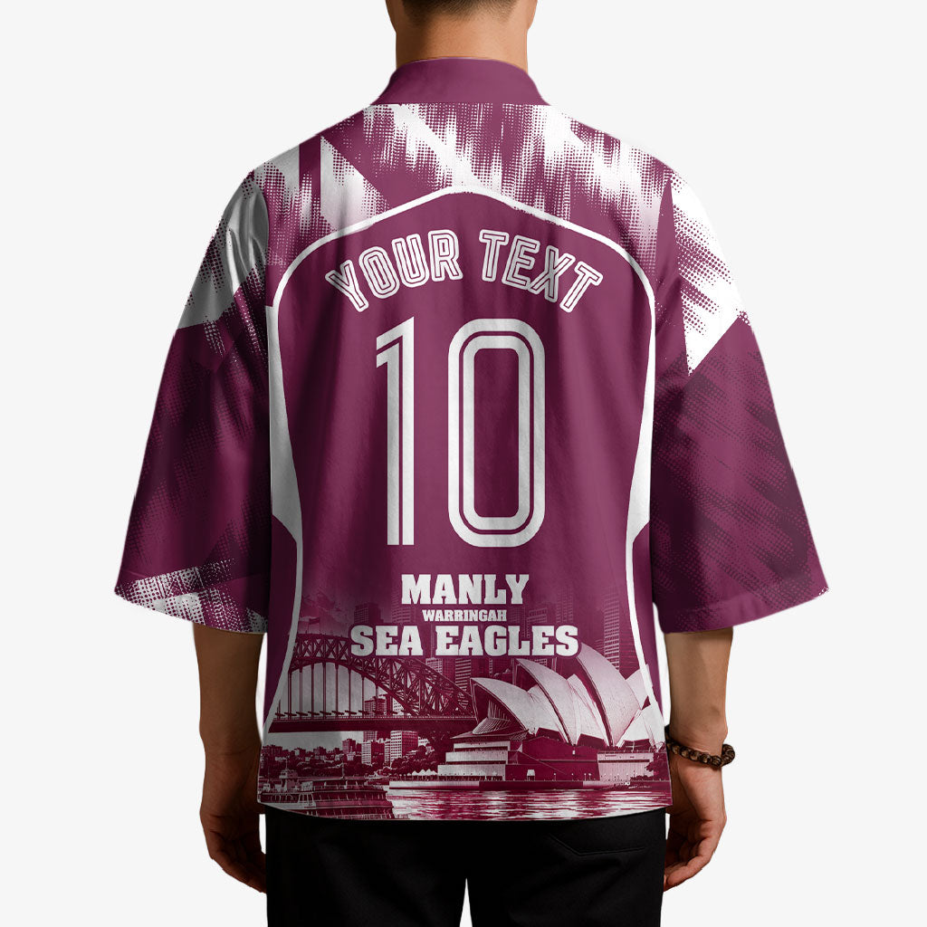 Personalised Sea Eagles Rugby Kimono Eagle Mascot Sydney Skyline 3D Graphic