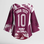 Personalised Sea Eagles Rugby Kimono Sleeve Blouse Eagle Mascot Sydney Skyline 3D Graphic