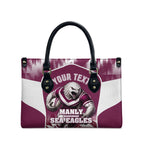 Personalised Sea Eagles Rugby Leather Bag Eagle Mascot Sydney Skyline 3D Graphic