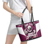 Personalised Sea Eagles Rugby Leather Tote Bag Eagle Mascot Sydney Skyline 3D Graphic