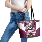 Personalised Sea Eagles Rugby Leather Tote Bag Eagle Mascot Sydney Skyline 3D Graphic