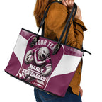 Personalised Sea Eagles Rugby Leather Tote Bag Eagle Mascot Sydney Skyline 3D Graphic