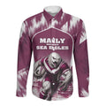 Personalised Sea Eagles Rugby Long Sleeve Button Shirt Eagle Mascot Sydney Skyline 3D Graphic
