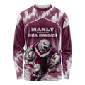 Personalised Sea Eagles Rugby Long Sleeve Shirt Eagle Mascot Sydney Skyline 3D Graphic