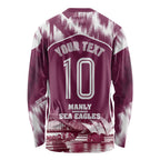 Personalised Sea Eagles Rugby Long Sleeve Shirt Eagle Mascot Sydney Skyline 3D Graphic