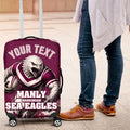 Personalised Sea Eagles Rugby Luggage Cover Eagle Mascot Sydney Skyline 3D Graphic