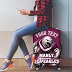 Personalised Sea Eagles Rugby Luggage Cover Eagle Mascot Sydney Skyline 3D Graphic