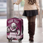 Personalised Sea Eagles Rugby Luggage Cover Eagle Mascot Sydney Skyline 3D Graphic