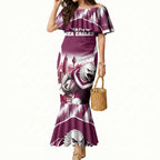 Personalised Sea Eagles Rugby Mermaid Dress Eagle Mascot Sydney Skyline 3D Graphic