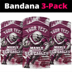 Personalised Sea Eagles Rugby Neck Gaiter Eagle Mascot Sydney Skyline 3D Graphic