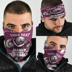 Personalised Sea Eagles Rugby Neck Gaiter Eagle Mascot Sydney Skyline 3D Graphic