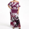 Personalised Sea Eagles Rugby Off Shoulder Maxi Dress Eagle Mascot Sydney Skyline 3D Graphic