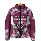 Personalised Sea Eagles Rugby Padded Jacket Eagle Mascot Sydney Skyline 3D Graphic
