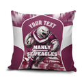 Personalised Sea Eagles Rugby Pillow Cover Eagle Mascot Sydney Skyline 3D Graphic