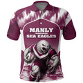 Personalised Sea Eagles Rugby Polo Shirt Eagle Mascot Sydney Skyline 3D Graphic