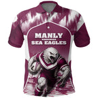 Personalised Sea Eagles Rugby Polo Shirt Eagle Mascot Sydney Skyline 3D Graphic