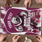 Personalised Sea Eagles Rugby Puzzle Eagle Mascot Sydney Skyline 3D Graphic