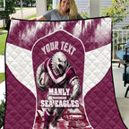 Personalised Sea Eagles Rugby Quilt Eagle Mascot Sydney Skyline 3D Graphic