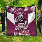 Personalised Sea Eagles Rugby Quilt Eagle Mascot Sydney Skyline 3D Graphic