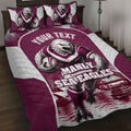 Personalised Sea Eagles Rugby Quilt Bed Set Eagle Mascot Sydney Skyline 3D Graphic