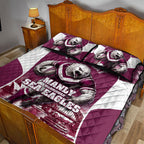 Personalised Sea Eagles Rugby Quilt Bed Set Eagle Mascot Sydney Skyline 3D Graphic