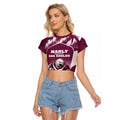 Personalised Sea Eagles Rugby Raglan Cropped T Shirt Eagle Mascot Sydney Skyline 3D Graphic